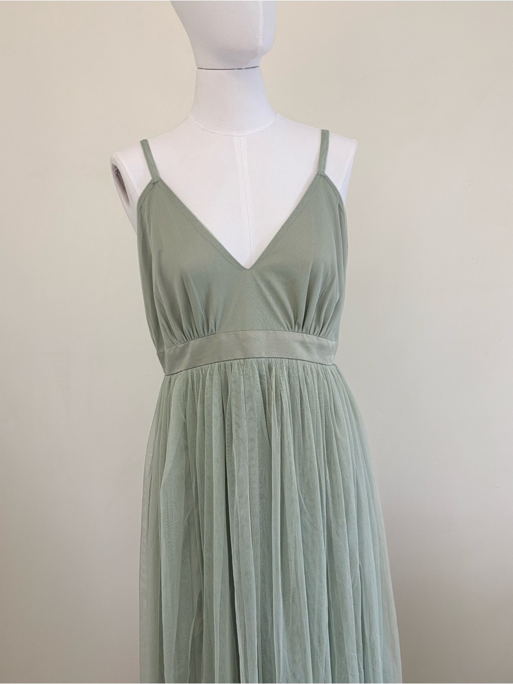 NWT ASOS Sage Spaghetti-Strap Tulle Maxi Bridesmaid Dress
